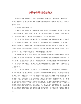 乡镇干部培训总结范文 