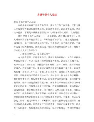 乡镇干部个人总结 
