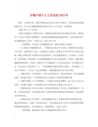 乡镇干部个人工作总结20XX年 