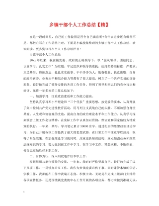 乡镇干部个人工作总结【精】 