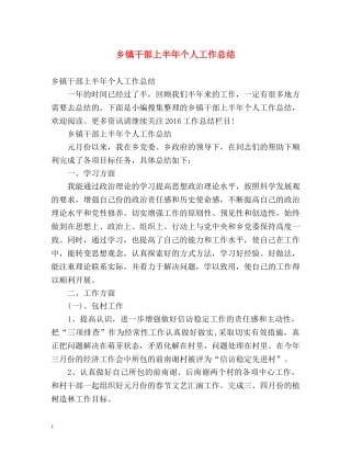 乡镇干部上半年个人工作总结2 