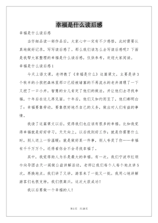 幸福是什么读后感