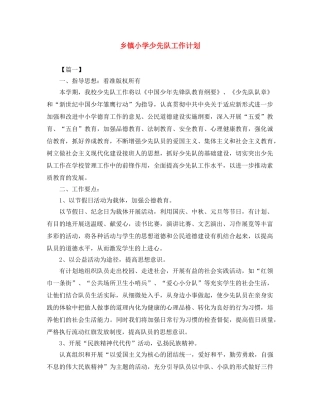 乡镇小学少先队工作计划 