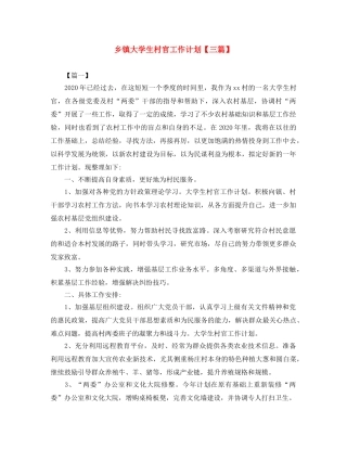 乡镇大学生村官工作计划【三篇】 