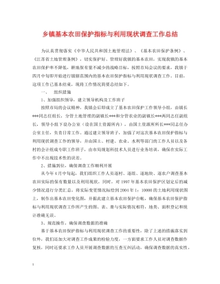 乡镇基本农田保护指标与利用现状调查工作总结 