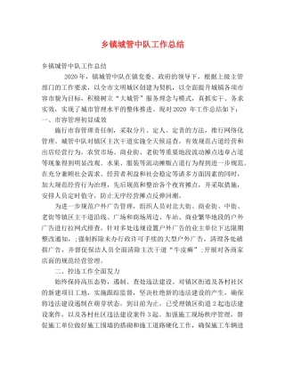 乡镇城管中队工作总结 