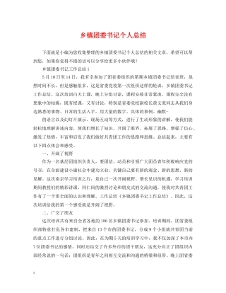 乡镇团委书记个人总结 