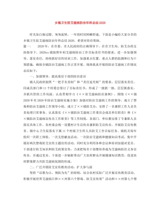 乡镇卫生院艾滋病防治年终总结2024 