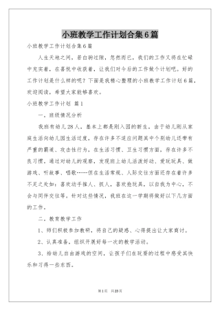 小班教学工作参考计划合集6篇