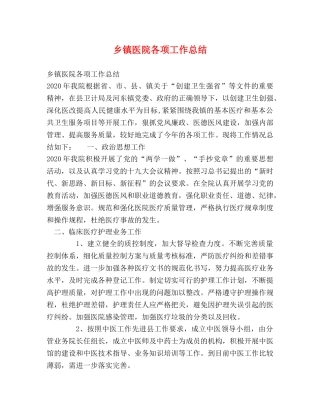 乡镇医院各项工作总结 