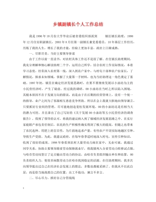 乡镇副镇长个人工作总结 