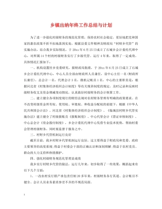 乡镇出纳年终工作总结与计划2 