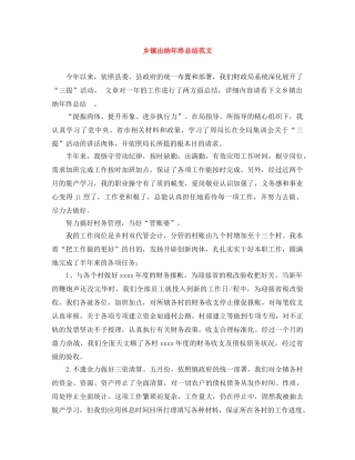 乡镇出纳年终总结范文 