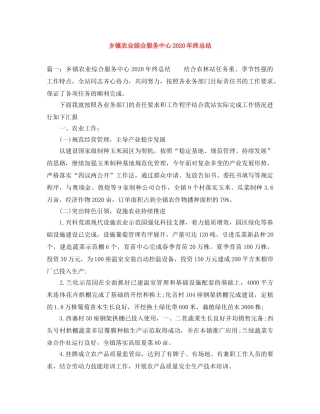 乡镇农业综合服务中心2024年终总结 