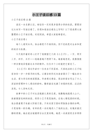 小王子读后感13篇