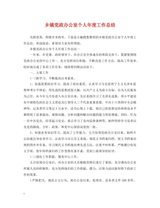乡镇党政办公室个人年度工作总结 