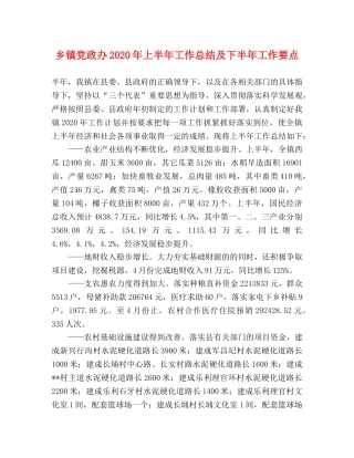 乡镇党政办2024年上半年工作总结及下半年工作要点 