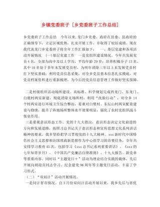 乡镇党委班子 [乡党委班子工作总结] 