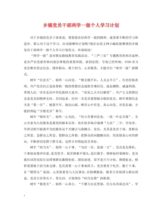 乡镇党员干部两学一做个人学习计划 