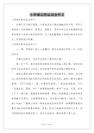 小学难忘的运动会作文