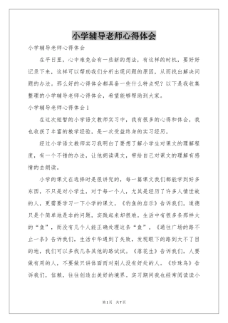 小学辅导老师体会心得