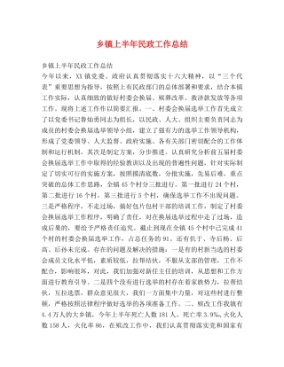 乡镇上半年民政工作总结 