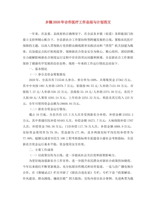 乡镇2024年合作医疗工作总结与计划范文 