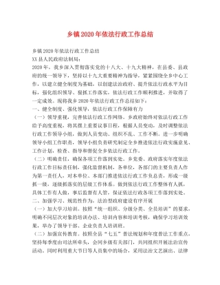 乡镇2024年依法行政工作总结 