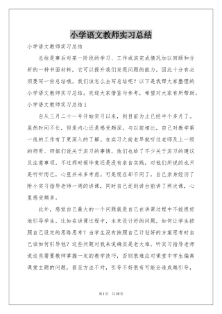 小学语文教师实习参考总结