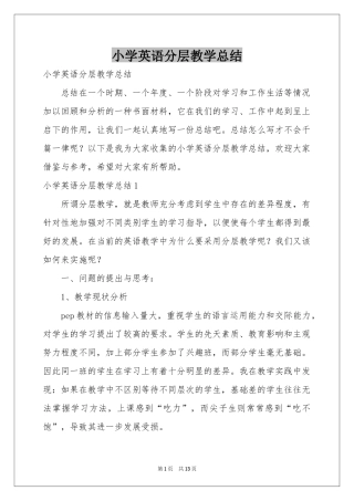 小学英语分层教学参考总结