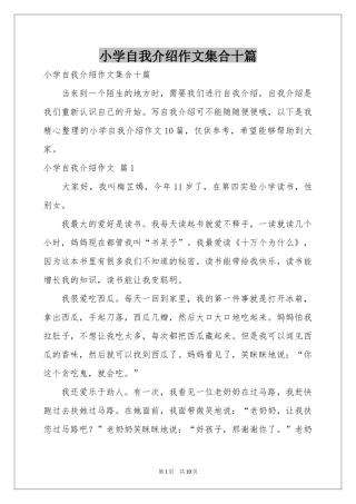 小学自我介绍作文集合十篇