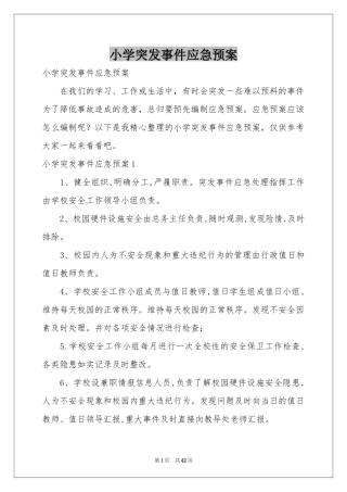 小学突发事件应急预案