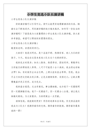 小学生竞选小队长演讲稿