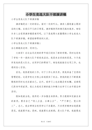 小学生竞选大队干部演讲稿