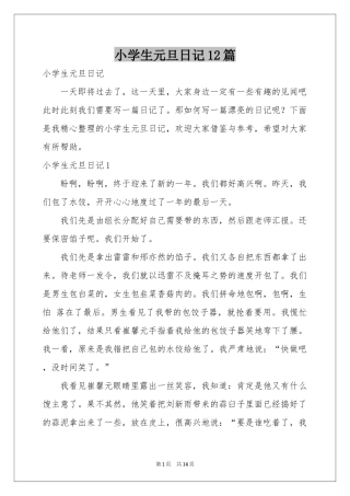 小学生元旦日记12篇