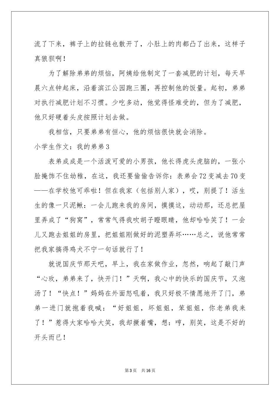 小学生作文：我的弟弟_第3页