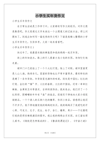 小学生买年货作文