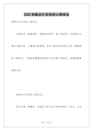 2024初级会计实务的心得体会