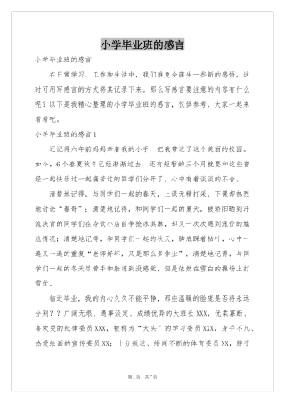 小学毕业班的感言