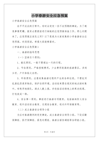 小学春游安全应急预案