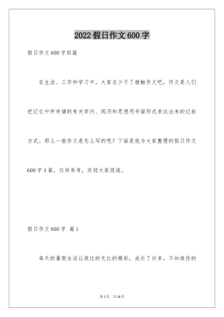 2024假日作文600字_1