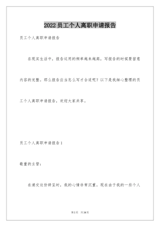 2024员工个人离职申请报告_1