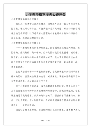 小学教师校本培训体会心得