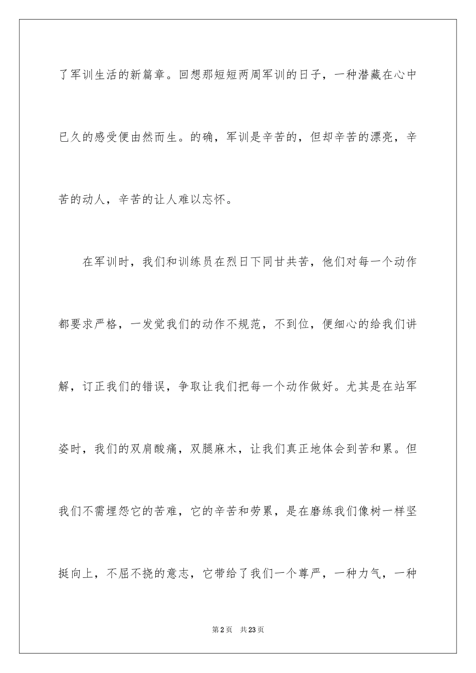 2024大学新生军训结束心得体会_2_第2页