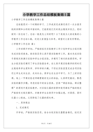 小学教学工作参考总结模板集锦5篇
