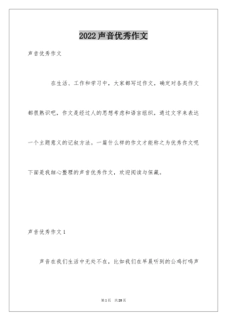 2024声音优秀作文