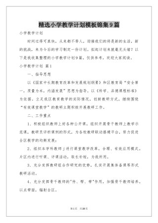 小学教学参考计划模板锦集9篇
