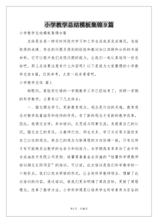 小学教学参考总结模板集锦9篇