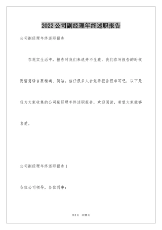 2024公司副经理年终述职报告