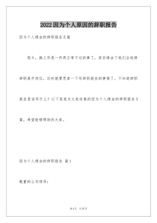 2024因为个人原因的辞职报告_7